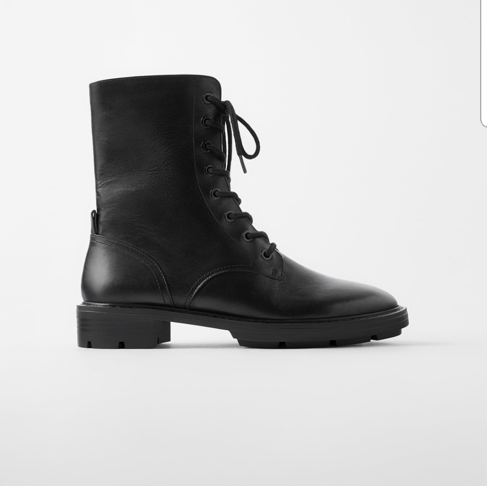 ZARA Flat Leather Ankle Boots - Picture 3 of 8